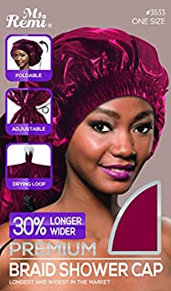 Annie - Ms. Remi Premium Adjustable and Foldable Braid Shower Cap with Drying Loop (Burgundy, 25