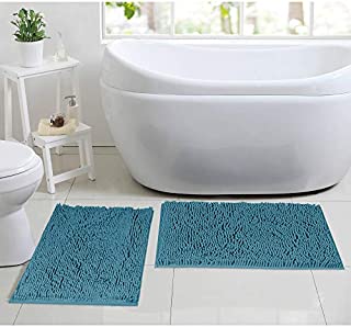 Chenille Microfiber Material Bath Rugs Chenille Floor Mat Ultra Soft Washable Bathroom Dry Fast Water Absorbent Bedroom Area Rugs Indoor Mats for Entryway, (Dark Teal 17