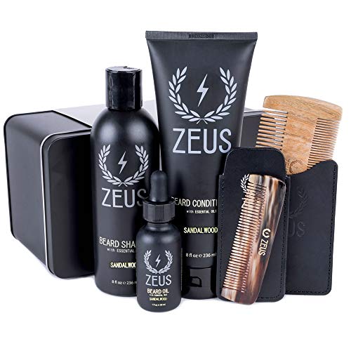 ZEUS Executive Beard Care Kit - Grooming Tools and Beard Care Set for Men! (Scent: Sandalwood)