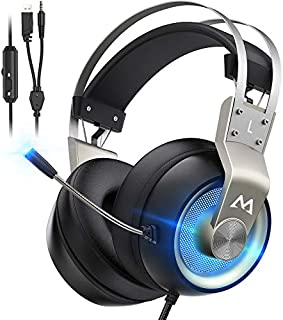 Mpow EG3 Pro Gaming Headset with 3D Surround Sound, PS4 Xbox One Headset with Noise Cancelling Mic, Gaming Chat Headset, Over-Ear Gaming Headphones for PC, Xbox 1, PS4, Nintendo Switch, Gold