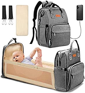 YOOFOSS Diaper Bag Backpack, Baby Nappy Changing Bags Multifunction Travel Back Pack with Changing Pad & Stroller Straps, Large Capacity, Waterproof and Stylish (Grey)