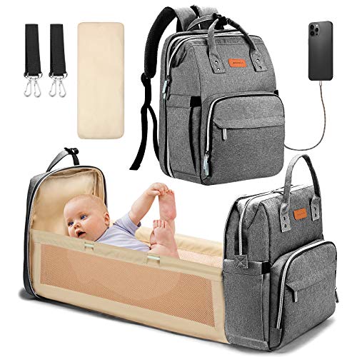 YOOFOSS Diaper Bag Backpack, Baby Nappy Changing Bags Multifunction Travel Back Pack with Changing Pad & Stroller Straps, Large Capacity, Waterproof and Stylish (Grey)