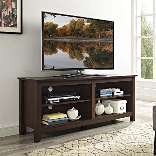 Walker Edison Minimal Farmhouse Wood Universal Stand for TV's up to 64