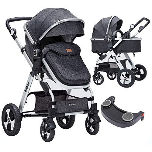 Blahoo Baby Stroller for Toddler .Foldable Aluminum Alloy Pushchair with Adjustable Backrest.Strollers Add Stroller(Black)