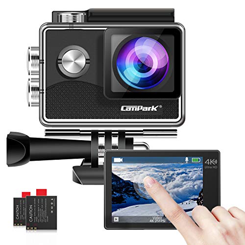 Campark X15 4K Action Camera with Touch Screen EIS Anti-Shake WiFi Waterproof Cam 30m Underwater with Mount Accessory Kits, Compatible with GoPro