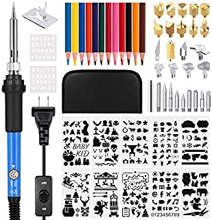 56 PCS Wood Burning Kit, Pyrography Pen Soldering Iron Wood Tool and DIY Creative Tools Wood Burner Soldering Pen for Embossing/Carving/Soldering & Pyrography