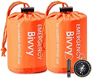 Esky Emergency Sleeping Bag, Waterproof Lightweight Thermal Bivy Sack, Survival Blanket Bags Portable Sack for Camping, Hiking, Outdoor(2 Pack)