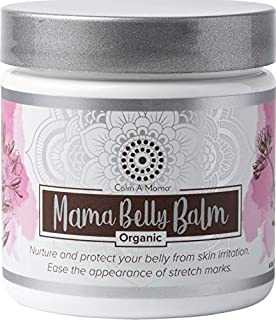 Organic Mama Belly Balm by Calm-A-Mama (4 oz.) - Stretch Mark Cream for Pregnancy - Prevents and Reduces Stretch Marks - Organic Belly Butter - Non-GMO