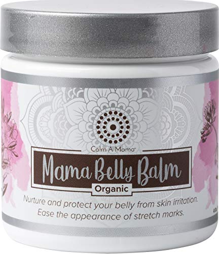 Organic Mama Belly Balm by Calm-A-Mama (4 oz.) - Stretch Mark Cream for Pregnancy - Prevents and Reduces Stretch Marks - Organic Belly Butter - Non-GMO