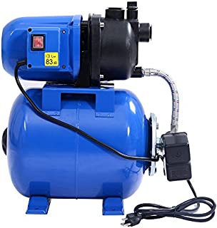 Goplus 1.6HP Shallow Well Pump & Tank Garden Water Pump Jet Pressurized Home Irrigation 1000GPH, 1200W (Blue)