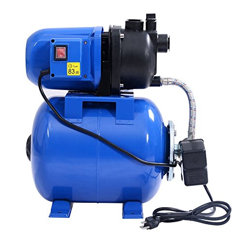 Goplus 1.6HP Shallow Well Pump & Tank Garden Water Pump Jet Pressurized Home Irrigation 1000GPH, 1200W (Blue)