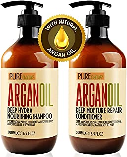 Moroccan Argan Oil Shampoo and Conditioner SLS Sulfate Free Gift Set - Best for Damaged, Dry, Curly or Frizzy Hair - Thickening for Fine / Thin Hair, Safe for Color and Keratin Treated Hair