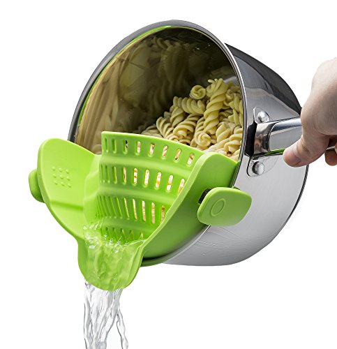 Kitchen Gizmo Snap N Strain Strainer, Clip On Silicone Colander, Fits all Pots and Bowls - Lime Green