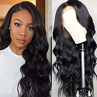 Ucrown Hair Lace Front Wigs Brazilian Body Wave Human Hair Wigs for Black Women (16 inch) 150% Density Pre Plucked with Baby Hair Natural Black