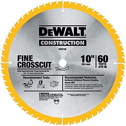 DEWALT 10-Inch Miter / Table Saw Blade, Fine Finish, 60-Tooth, 2-Pack (DW3106P5D60I)