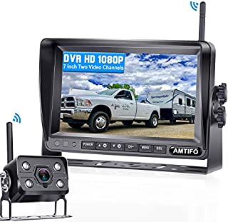 AMTIFO A7 HD 1080P Digital Wireless Backup Camera with 7 Inch DVR Monitor 2021 Newest Version High-Speed Rear View Observation System Stable Signals for RVs,Trucks,Trailers,5th Wheels IR Night Vision