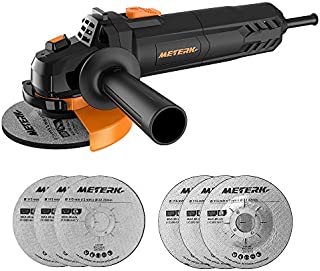 Electric Angle Grinder Meterk 6A 4-1/2inch with 115mm 3 Grinding Abrasive Wheels 3 Cutting Abrasive Wheels