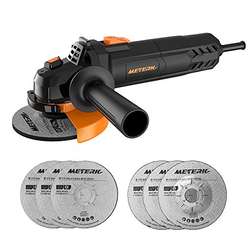 Electric Angle Grinder Meterk 6A 4-1/2inch with 115mm 3 Grinding Abrasive Wheels 3 Cutting Abrasive Wheels