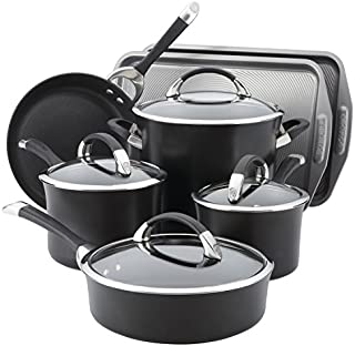 Circulon Symmetry Hard Anodized Nonstick Cookware Pots and Pans Set, 11-Piece w/Bakeware, Black