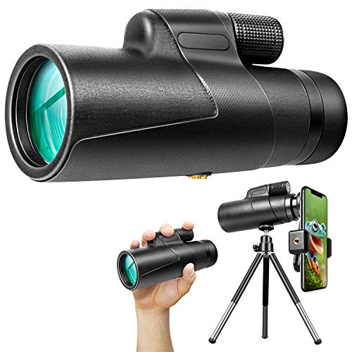 12x50 Monocular Optics Zoom HD BAK4 Prism FMC IPX7 Waterproof Monocular Telescope with Smartphone Adaptor Tripod for Adults Kids Gifts Birding Hunting Camping Travelling Wildlife