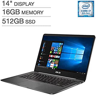 ASUS ZenBook UX430UN UltraBook Laptop: 14inFHD (1920x1080), 8th Gen Intel Core i7-8550U, 512GB SSD, 16GB RAM, NVIDIA MX150 Graphics, Backlit Keys FingerPrint Reader, Windows 10 (Renewed)