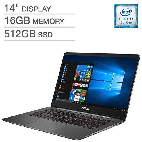 ASUS ZenBook UX430UN UltraBook Laptop: 14inFHD (1920x1080), 8th Gen Intel Core i7-8550U, 512GB SSD, 16GB RAM, NVIDIA MX150 Graphics, Backlit Keys FingerPrint Reader, Windows 10 (Renewed)