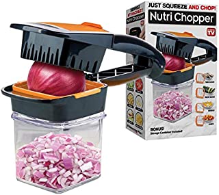 Nutrichopper with Fresh-keeping container - Chops, Slices, Cubes, Wedges  Multi-purpose Food Chopper with Stainless Steel Blades As Seen On TV