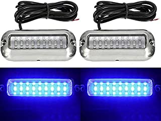 G·PEH 2PCS Waterproof Marine Lights, Stainless Steel 27 LEDs Blue Underwater Lighting Boat Transom Lights Navigation Lights Drain Plug Lights Courtesy Lamp Deck Lights