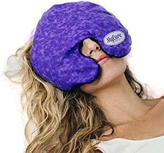 MyCare Face Mask (with Washable Cover) Hot Cold Compress Therapy, Natural Reusable Relief for Migraine, Tension, Stress, Sinus, Headache and Relaxation (Purple)