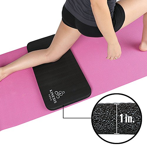 Kinesis Yoga Knee Pad Cushion - Extra Thick 1 inch (25mm) for Pain Free Yoga - Includes Breathable Mesh Bag for Easy Travel and Storage