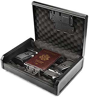 Aegis Gun Safe with Biometric and Fingerprint for 2 Pistols, Quick Access Handgun Safe Lock Box Pistol Security Case Box for Home