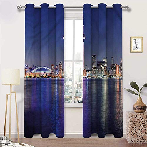 prunushome Blue Sun Blocking Curtains Canada Toronto Sunset North Decor Collection Curtain - 42 Inch x 84 Inch (2 Grommet Panels)