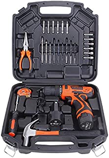 COLMAX Hand Combo Power Tool set 28 pcs, With 12V Cordless Drill(2 Batteries!) and Household Repairing Mixed Tools, Daily Use Home Repairing Tool Kit