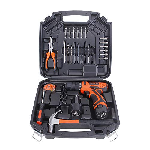 COLMAX Hand Combo Power Tool set 28 pcs, With 12V Cordless Drill(2 Batteries!) and Household Repairing Mixed Tools, Daily Use Home Repairing Tool Kit