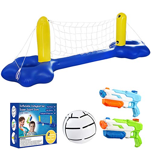 Inflatable Pool Volleyball Set, Pool Toys Pool Party Games for Teenagers, Swimming Pool Float Set & Water Guns for Kids Adults