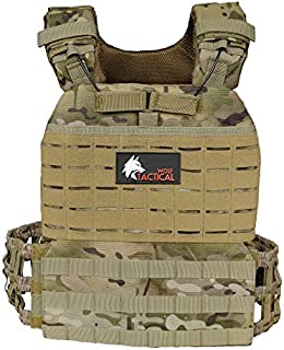 WOLF TACTICAL Adjustable Weighted Vest  WODs, Strength and Endurance Training, Fitness Workouts, Running (Multicam)