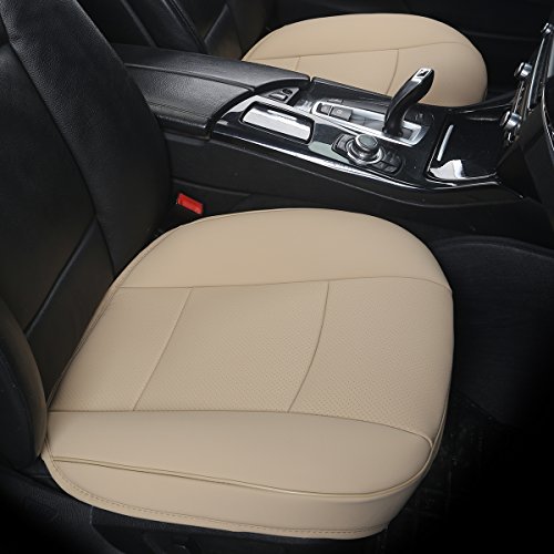 EDEALYN Ultra-Luxury PU Leather Car seat Protection Cover Car seat Cover for Most Four-Door Sedan&SUV,Single seat Cover Without backrest 1pcs (W 20.8× D 21× T 0.35inch) (3D-Beige)