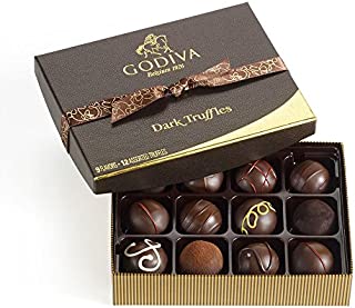 Godiva Chocolatier Assorted Dark Chocolate Truffles Gift Box, 12-Pieces, 8 Ounce