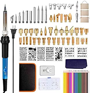 94Pcs Wood Burning Kit, Jhua Professional Woodburning Tools with Soldering Iron Adjustable Temperature Pyography Wood Burning Pyrography Pen Kit, Creative Tool Set for Embossing Carving Soldering Tips