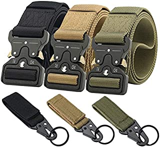 Ginwee 3-Pack Tactical Belt,Military Style Belt, Riggers Belts for Men, Heavy-Duty Quick-Release Metal Buckle with Extra Molle Key Ring Holder Gears