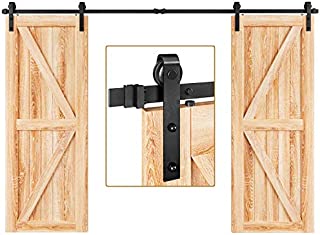 EaseLife 10 FT Double Door Sliding Barn Door Hardware Kit,Heavy Duty,Ultra Hard Sturdy,Easy Install,Slide Smoothly Quietly,Fit Double 30