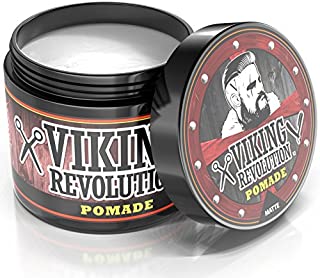 Hair Pomade for Men (New Formula) - Medium Hold and Matte Shine Free for Classic Look 4oz - Water Based & Easy to Wash Out by Viking Revolution