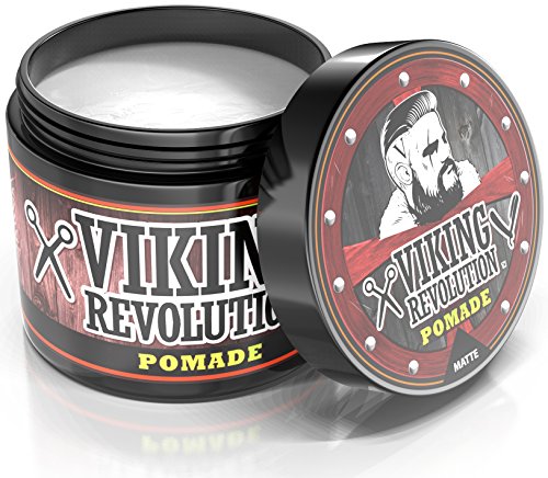 Hair Pomade for Men (New Formula) - Medium Hold and Matte Shine Free for Classic Look 4oz - Water Based & Easy to Wash Out by Viking Revolution