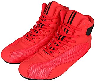 GINGPAI Wrestling Boxing Shoes for Men & Women,Bodybuilding Boxing Weightlifting MMA Shoes, Exercise Training Shoes, Running Shoe, for Karate Martial Arts Fitness Red