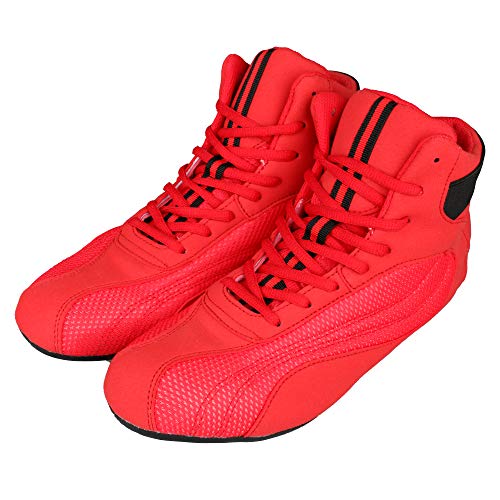 GINGPAI Wrestling Boxing Shoes for Men & Women,Bodybuilding Boxing Weightlifting MMA Shoes, Exercise Training Shoes, Running Shoe, for Karate Martial Arts Fitness Red