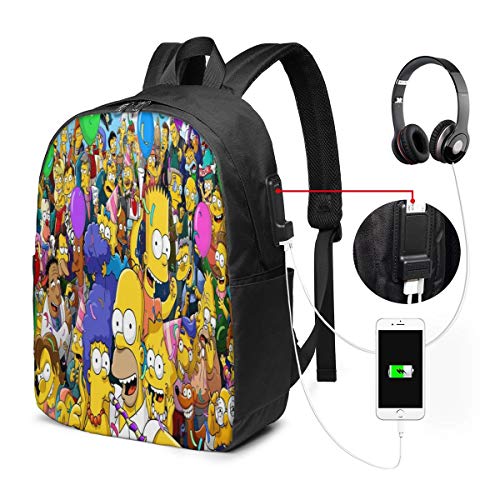 Chenhgee The Simpsons 1 3D Printing 17in with USB Backpack,School Bag, Travel Bag, Mountaineering Bag