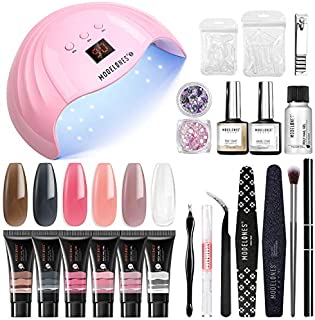 Modelones Poly Extension Gel Nail Kit - 6 Colors with 48W Nail Lamp Slip Solution Rhinestone Glitter All In One Kit for Nail Manicure Beginner Starter Kit DIY at Home Kit