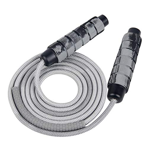 CDCASA Professional Jump Rope Workout, Tangle-Free with Ball Bearing Weighted Cotton Rope Adjustable Length for Cardio, Endurance Training, Fitness Workouts, Jumping Exercise