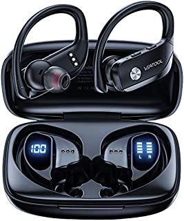 VEATOOL Wireless Earbuds Bluetooth Headphones 48hrs Playtime Sport Earphones with LED Display TWS Stereo Deep Bass Ear Buds with Earhooks Waterproof in-Ear Built-in Mic Headset for Running Workout