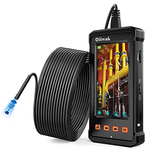 50FT Industrial Endoscope, Oiiwak Borescope Camera for Pipe Sewer Drain Plumbing Inspection 1080P HD 4.3inch LCD Screen Waterproof IP68 Endoscope Snake Camera with 6 LED Lights(15m)